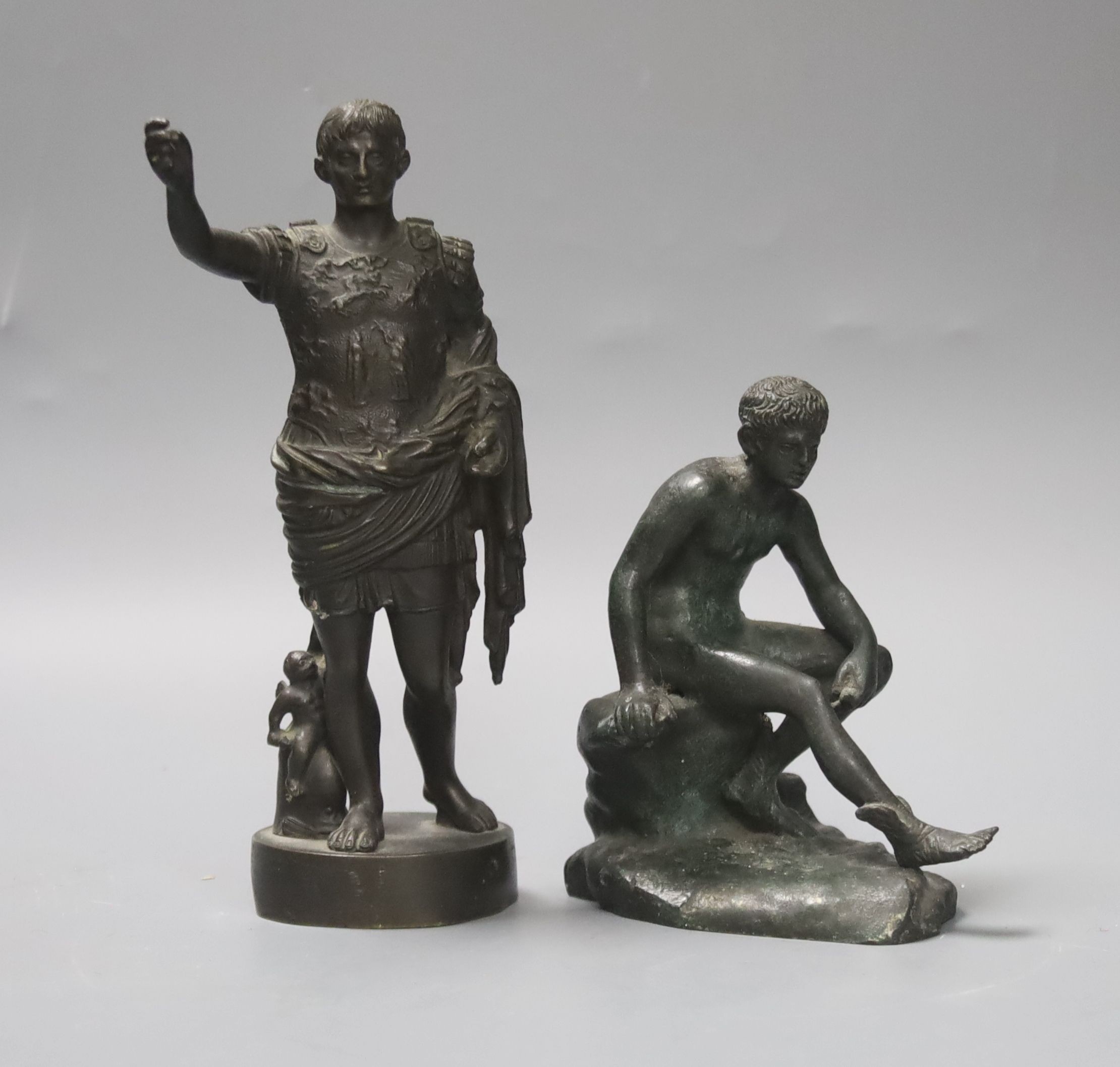 After the Antique, Two small Grand Tour bronze figures, 16cm